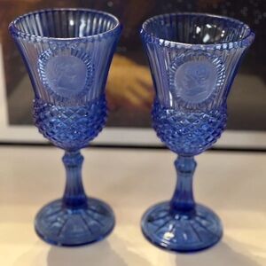 Goblet  Avon George Washington Cobalt Blue Glass Stemmed Goblet (set)